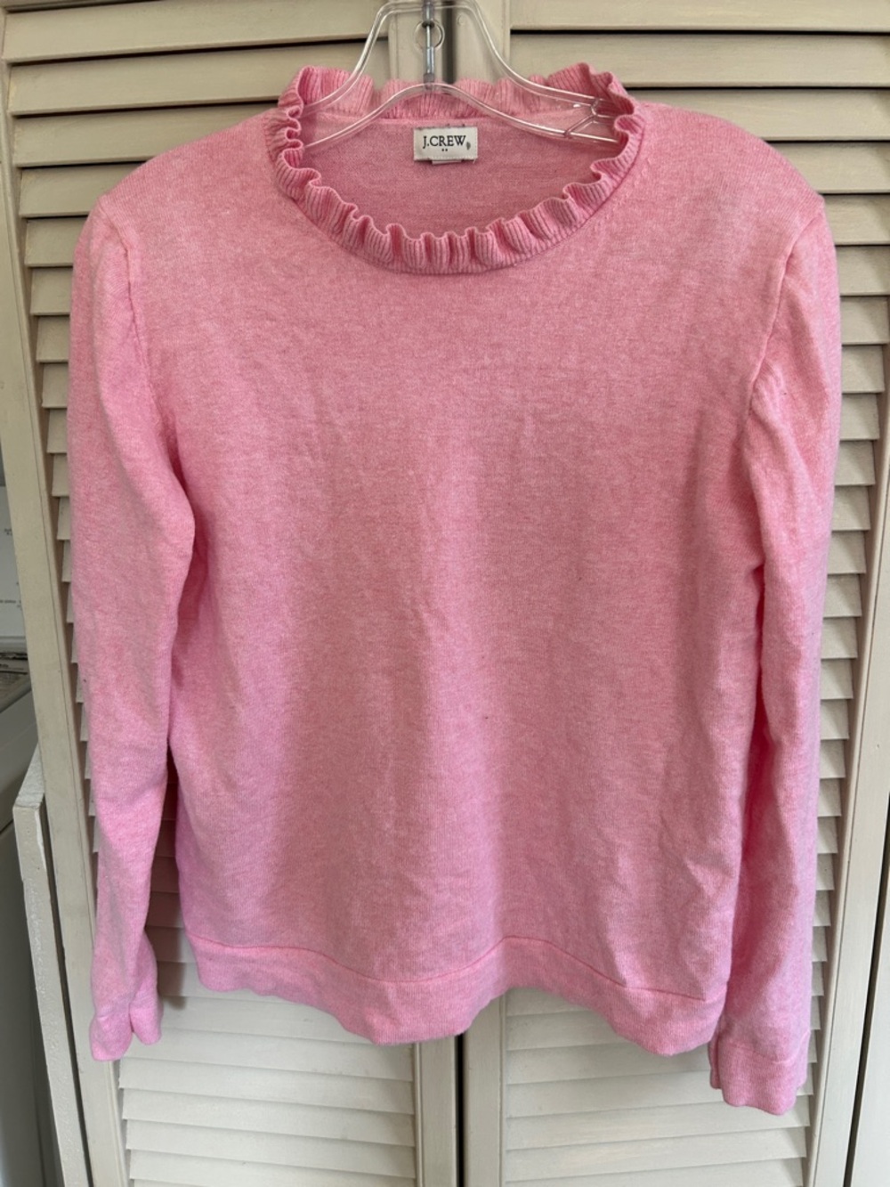 J.Crew Pink Ruffle Neck Sweater 100% cotton